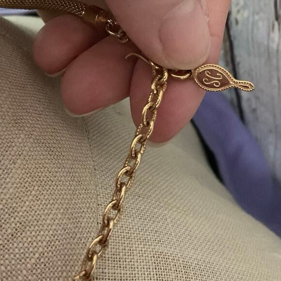 Vintage Sarah Coventry Navy Blue & Gold Necklace - Picture 2 of 10